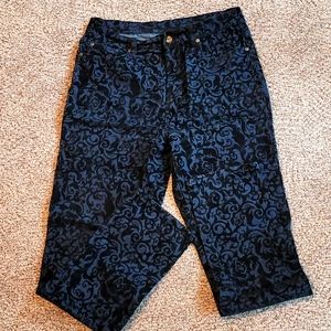 DG2 Stretch Denim Velvet Floral Jeans - NWT